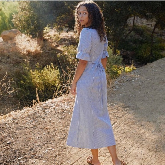 Christy Dawn Lennon button front midi dress stripe - Picture 3 of 5